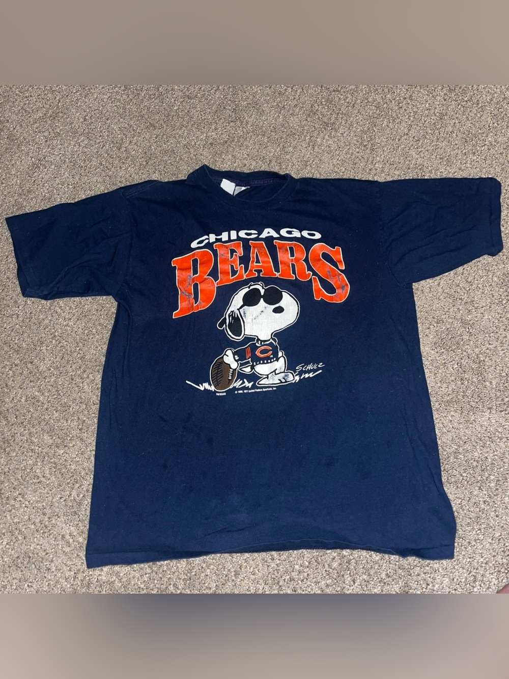 Vintage Joe Cool Chicago Bears Snoopy 1971 T-Shirt Single Stitch Large Rare Blue